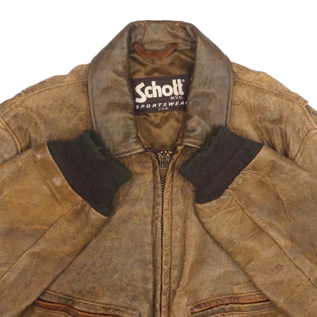 Schott ショット G-1 レザーフライトジャケット 38 茶 NS400
