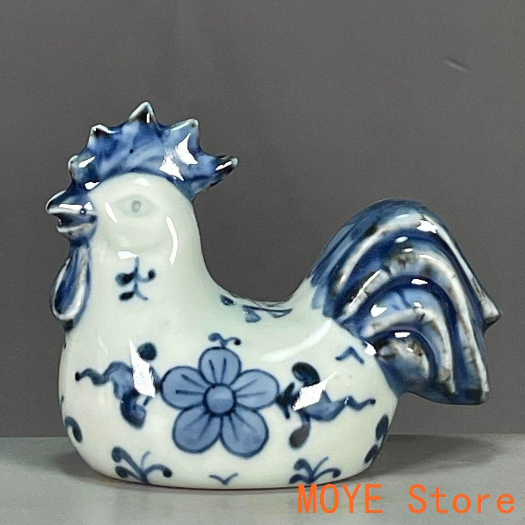 窯磁器青花紋干支鶏 置物 窯磁器青花紋干支鶏 置物 - メルカリ