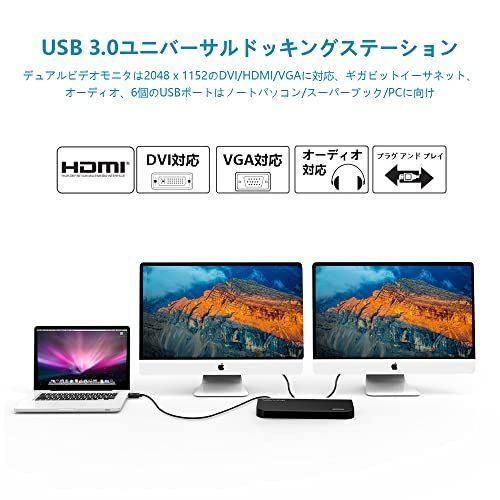 Wavlink USB 3.0 ユニバーサル・ドッキングステーション・デュアル