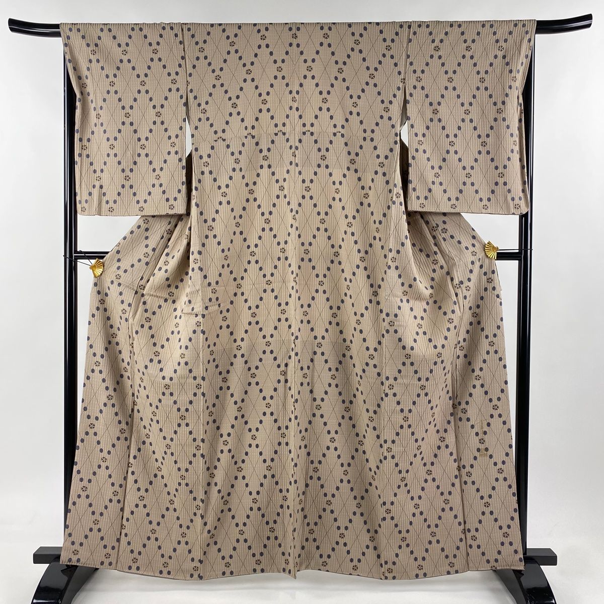 小紋 身丈163.5cm 裄丈66.5cm M 袷 斉藤上太郎 やまと 落款 花 斜め  