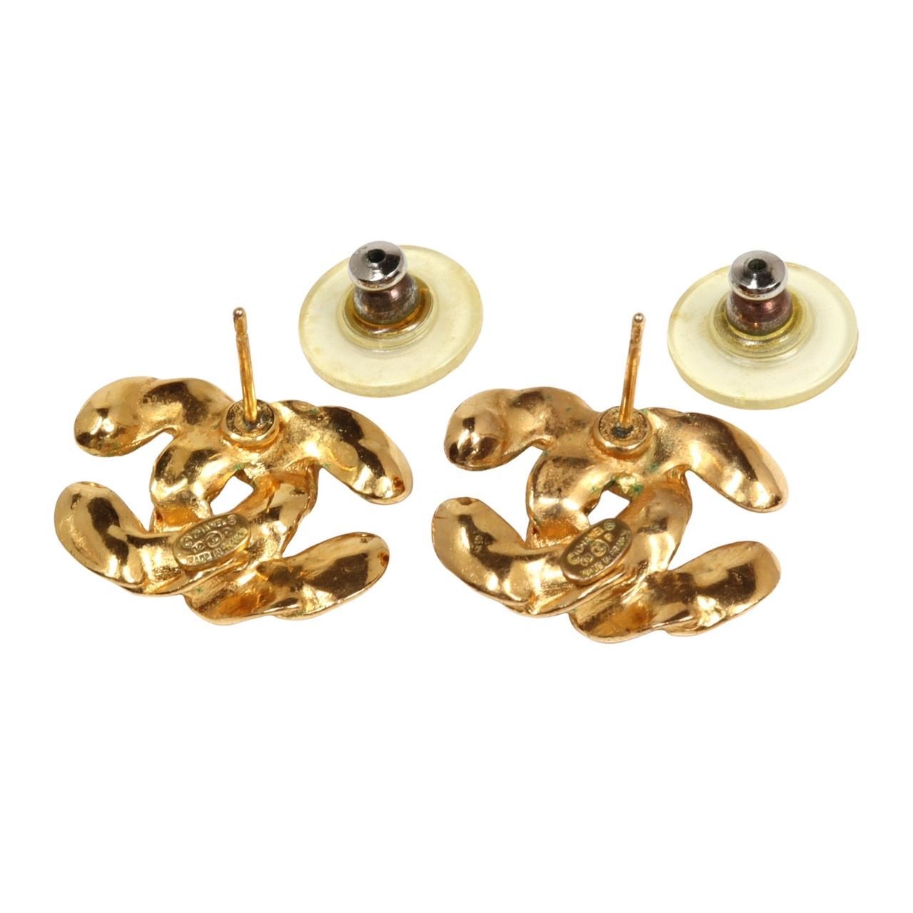 CHANEL シャネル ヴィンテージ ココマーク ピアス チェーン GP  