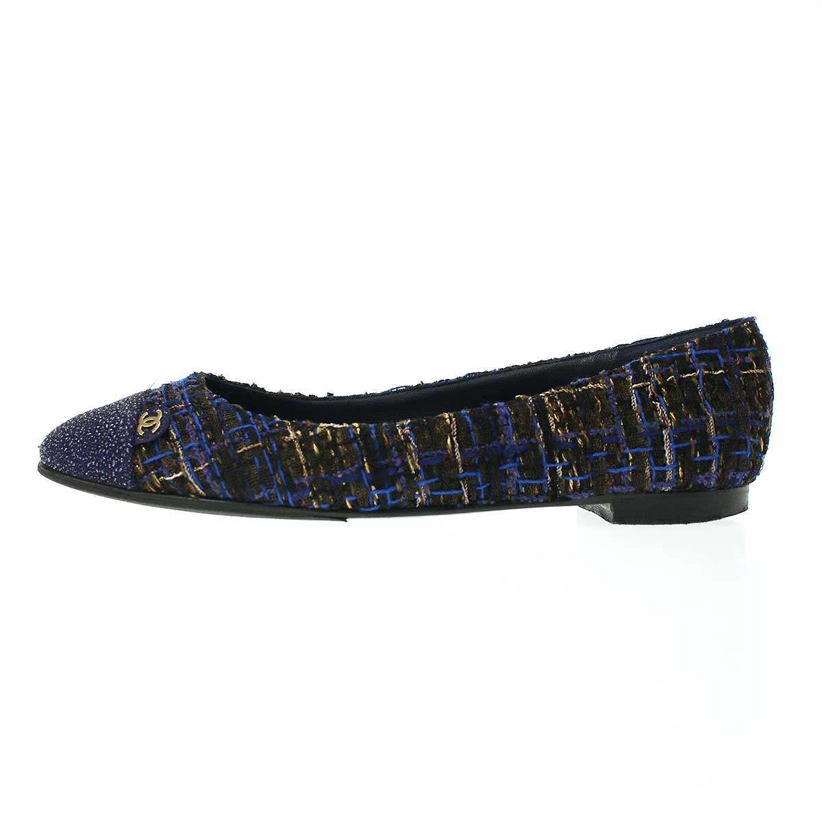 CHANEL シャネル Ballerines グリッタートゥ ツイードフラット 
