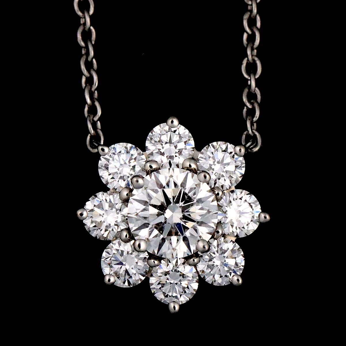 ハリーウィンストン HARRY WINSTON サンフラワー ミニ ダイヤ 0.37ct ネックレス 41cm Pt プラチナ Necklace【証明書付き】 90249193