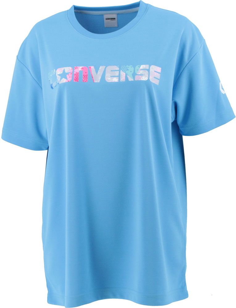 コンバース CONVERSE バスケット ウィメンズプリントTシャツ レディース 半袖 トップス 吸汗速乾 転写プリント バスケ バスケットボール 部活 練習 学校 スポーツ トレーニング 女子 女性  CB331353 2200 スカイブルー