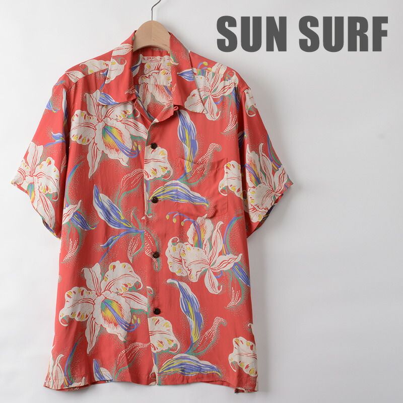 SUN SURF アロハシャツ 半袖 黒・赤・クリーム SUN SURF（サンサーフ） 】 半袖アロハシャツ S/S HAWAIIAN