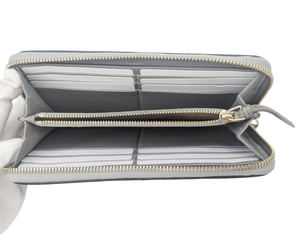 新品】Chloe クロエ 財布 長財布 ロングウォレット レザー グレー  