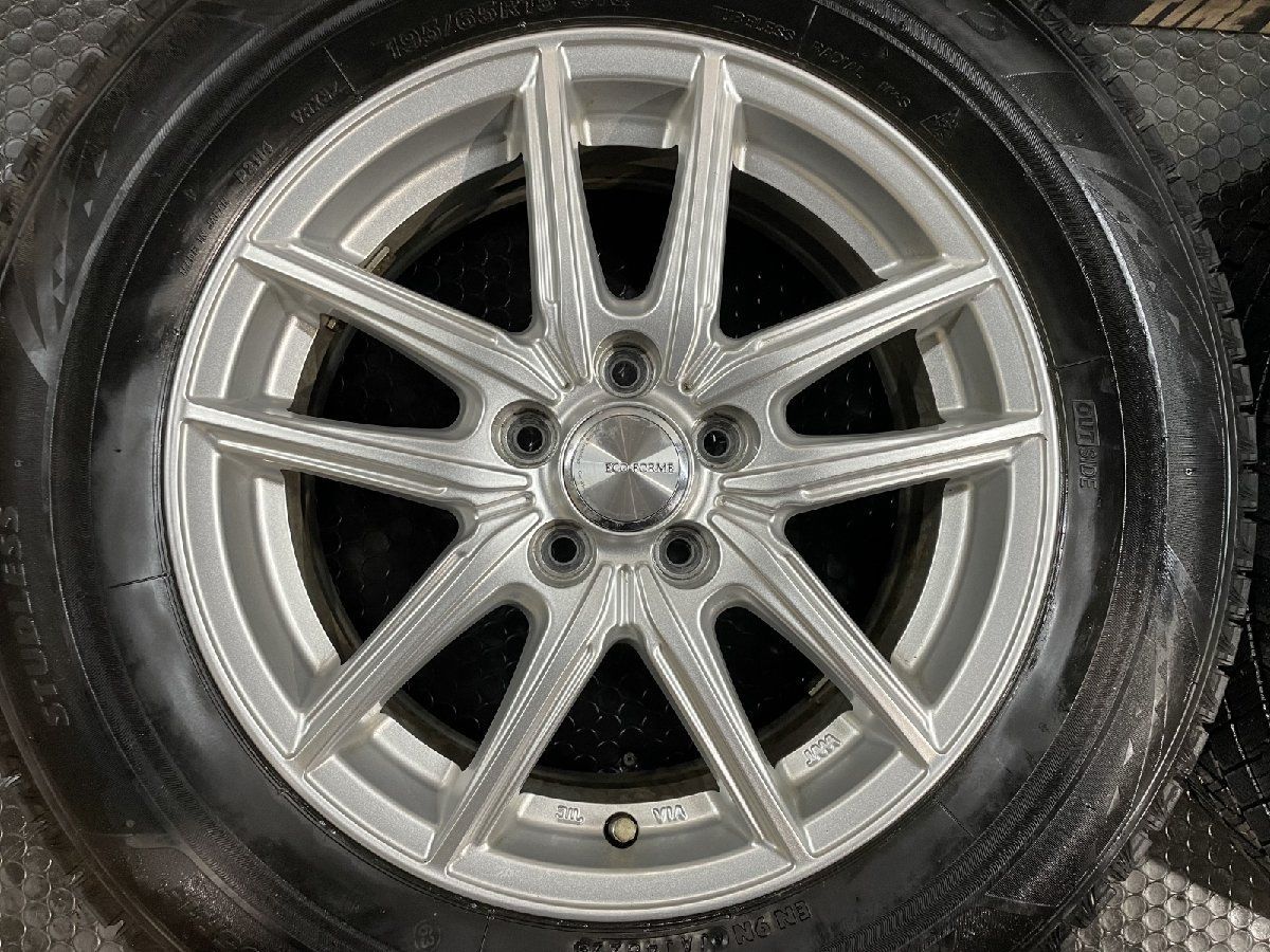 走行短め BS BLIZZAK VRX3 195 65R15 スタッドレス ECO FORME SE-20 15インチ 6J5HPCD100 43 22年製 カローラツーリング等 KTB340