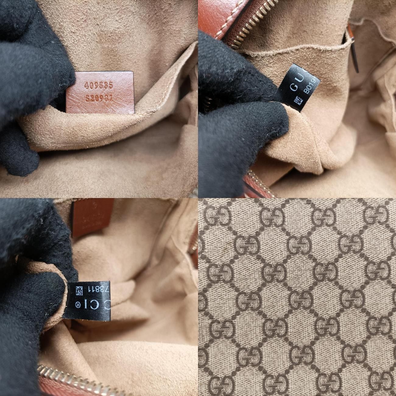 グッチGucciGGスプリームベージュ×ブラウンPVCコーティングキャンバス409535B019173811