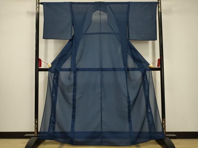 平和屋着物＊夏物 色無地 絽 紺瑠璃色 洗える着物 AABA5624sx