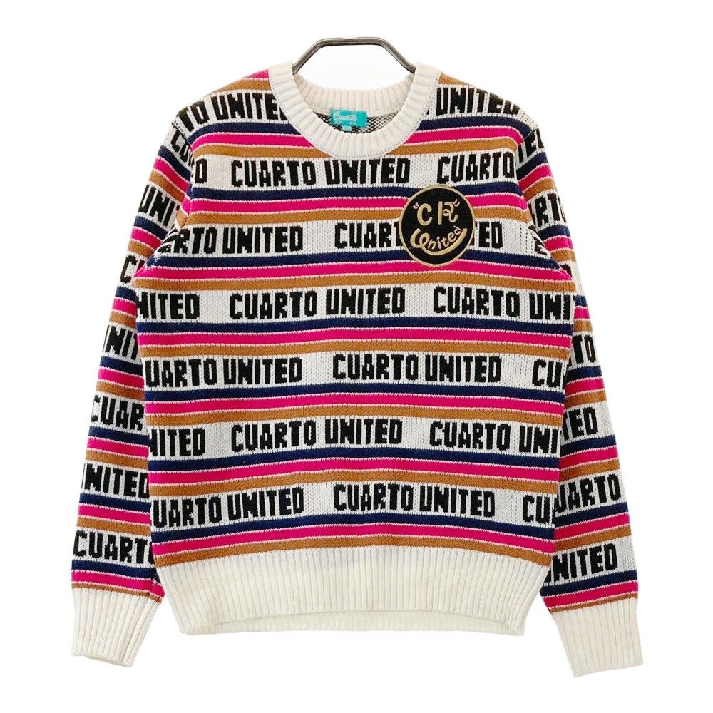 サイズ：L CUARTO UNITED クアルトユナイテッド ; クルーネック ニットセーター 総柄 ホワイト系 [240101377209]  ゴルフウェア レディース ストスト - メルカリ
