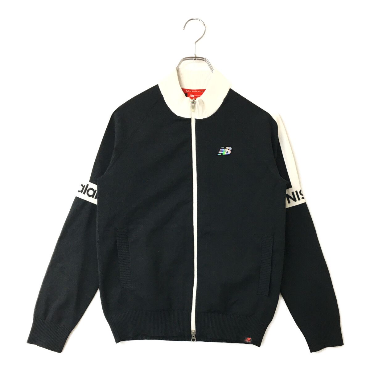 中古 レディース ニューバランスゴルフ New Balance golf ニットアウター 1(M) 黒 長袖ダブルジップブルゾン