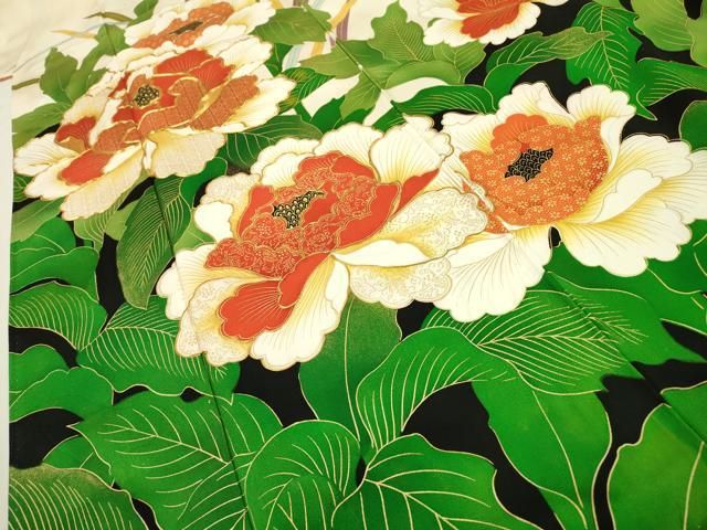 平和屋着物▽豪華振袖 駒刺繍 草花 金彩 正絹 逸品 DAAU9659fe