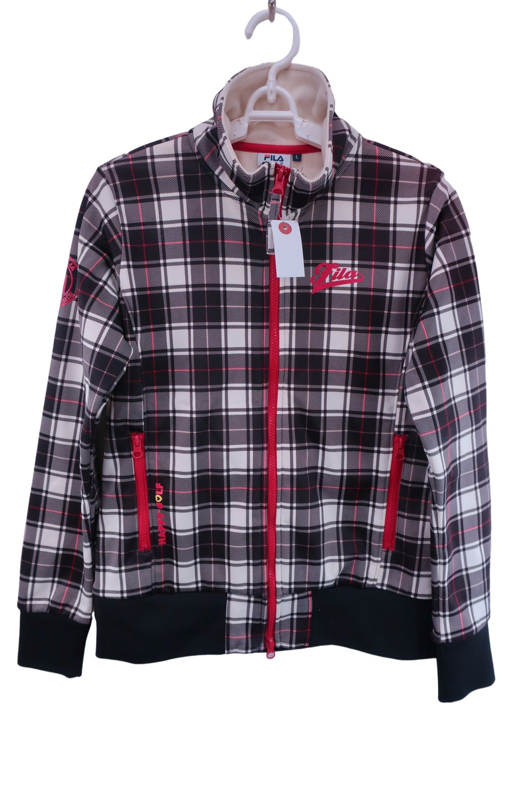 【美品】FILA GOLF(フィラゴルフ) ジャケット 白黒 レディース L ゴルフ用品 2407-0254 中古