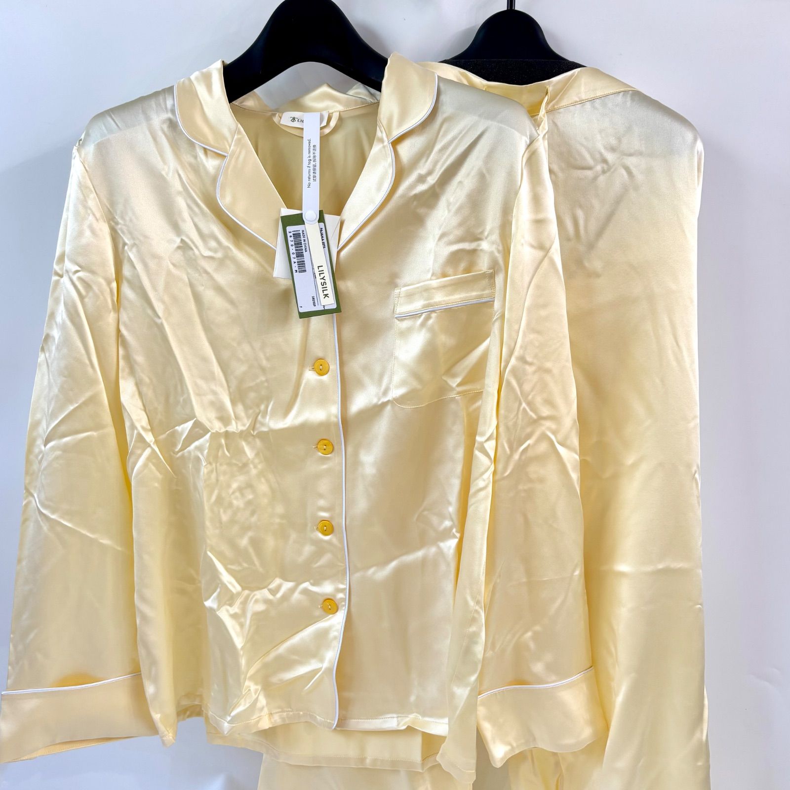 ◼️LILY SILK◼️ 22匁 シルク パジャマ 天然 金繭 未染色 長袖長パンツ パジャマセット