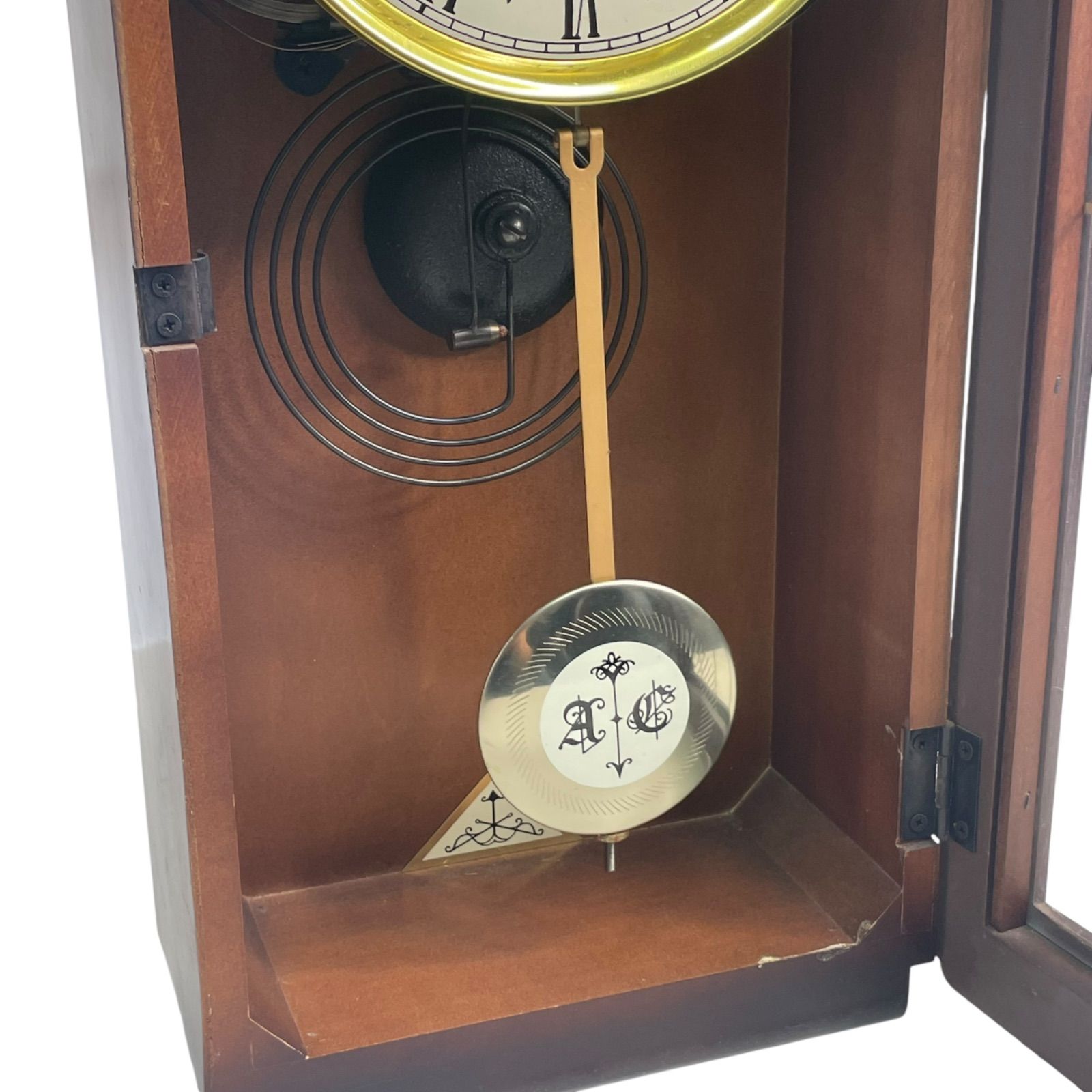 愛知時計電機　ゼンマイ式掛け時計　振り子時計　日本製　昭和レトロ ○ 【動作確認済み】愛知時計電機 ゼンマイ式掛け時計 振り子