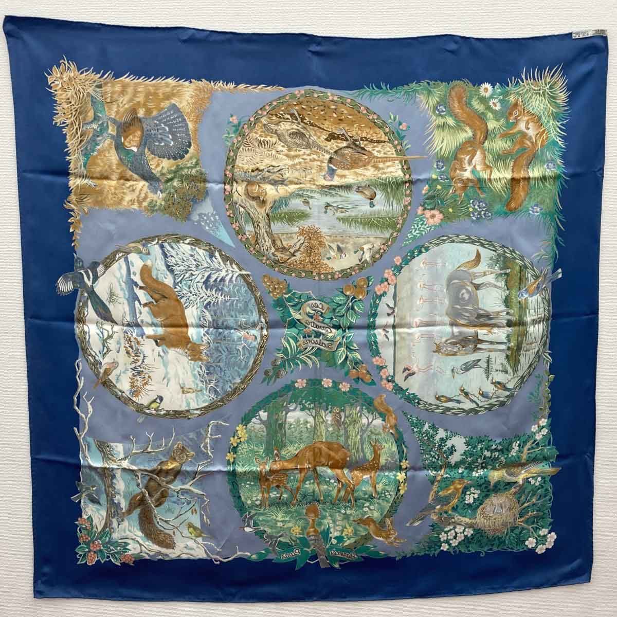 HERMES エルメス カレ90 スカーフ Les Quatre Saisons 質屋 HERMES エルメス スカーフ カレ90 Les Quatre Saisons 四季