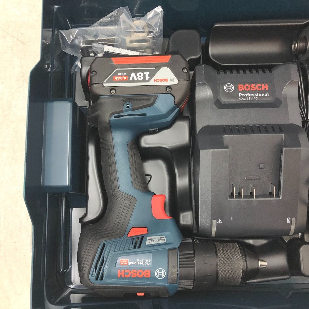 BOSCH 18V 4.0Ah コンボキット コードレス インパクト 振動ドライバードリル ケース 充電器 バッテリ2個セット GDR18V200GSBN HRDEVELOPMENT_JP