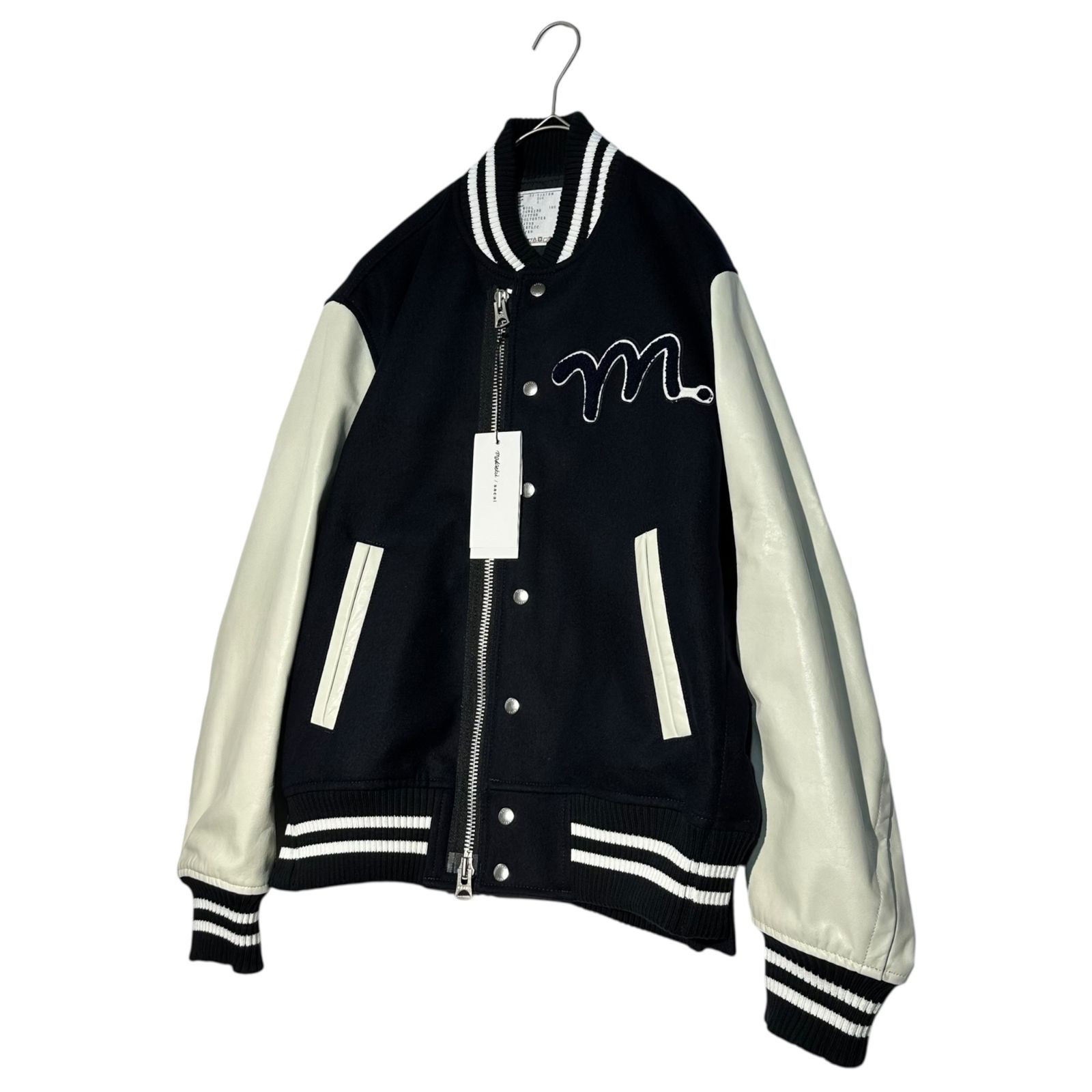 【Sacai luck】サカイラック スタジャン ブルゾン　コート Aライン サカイ×MADSAKI 22AW ウール スタジャン 1 メンズ ネイビー 22
