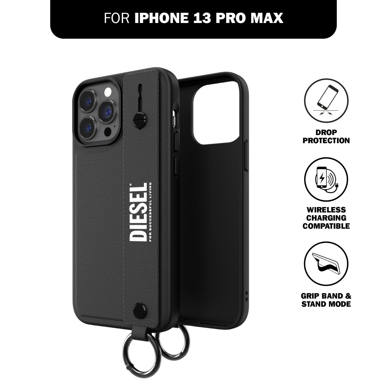 DIESEL iPhone13promax ケース レザー ハンドストラップ ス