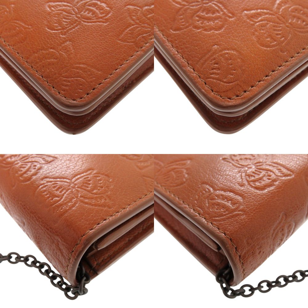 新品同様 ボッテガヴェネタ 蝶 レザー ブラウン チェーンショルダー  