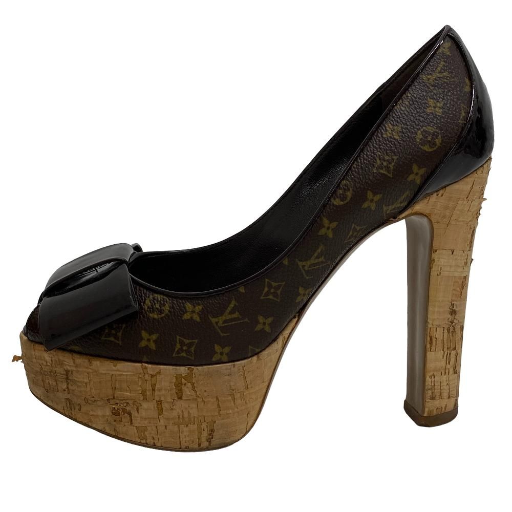 LOUIS VUITTON ルイヴィトン リボン オープン モノグラム パンプス