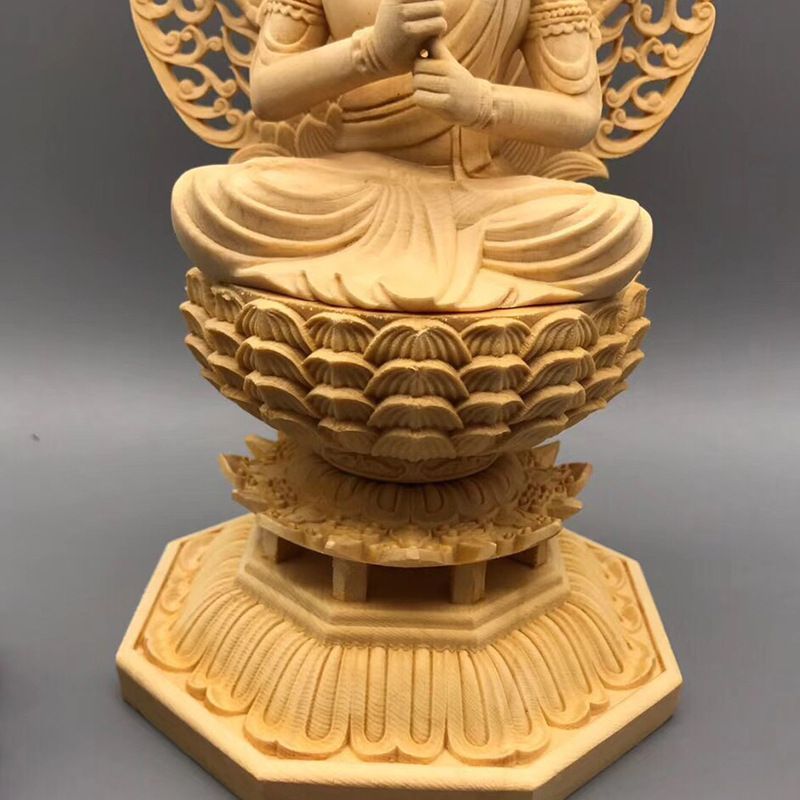 大日如来坐像 木彫り ツゲ 12.5cmx12.5cmx28cm 彫刻 仏像 手彫り 彫像