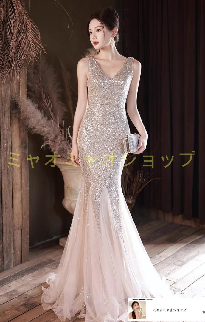 イブニングドレス Vネック ロング タイト パーティー|結婚式|二次会 感 上品見え 裏地あり パーティー|結婚式|二次会|披露宴|ナイトクラブ|ラウンジ S～XL 光沢感 ドレスコード対応 裏地 サイズ展開S～XL