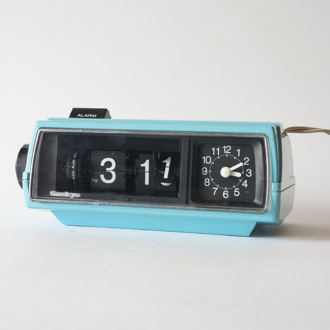 ②[レトロ・美品] Sankyo ザックス DT-601 パタパタ・クルクル時計 新品！Sankyo サンキョー ザックス DT-601 パタパタ・クルクル時計