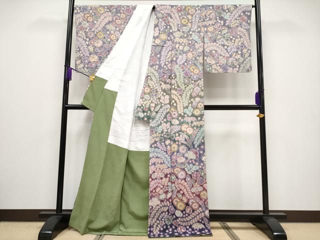 平和屋本店□極上 樋熊哲也 訪問着 辻が花 絞り 手描き 金通し地 逸品  