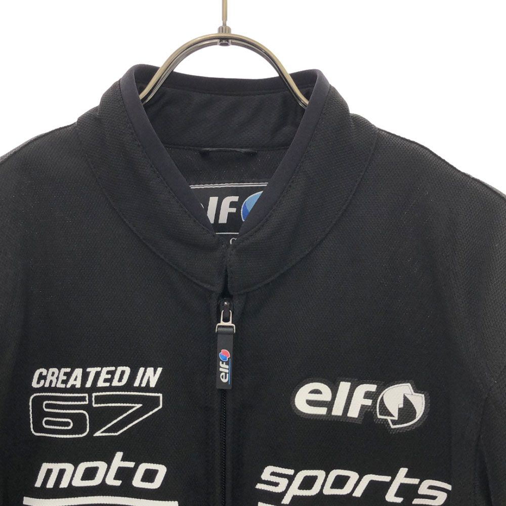 エルフ プリント バイク メッシュ ジップジャケット L ブラック elf プロテクター付 メンズ