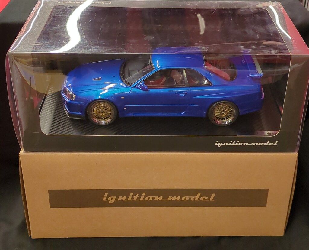 ignition model 1|18 NISSAN SKYLINE GT-R V-SPEC II R34 BAYSIDE BLUE IG0162