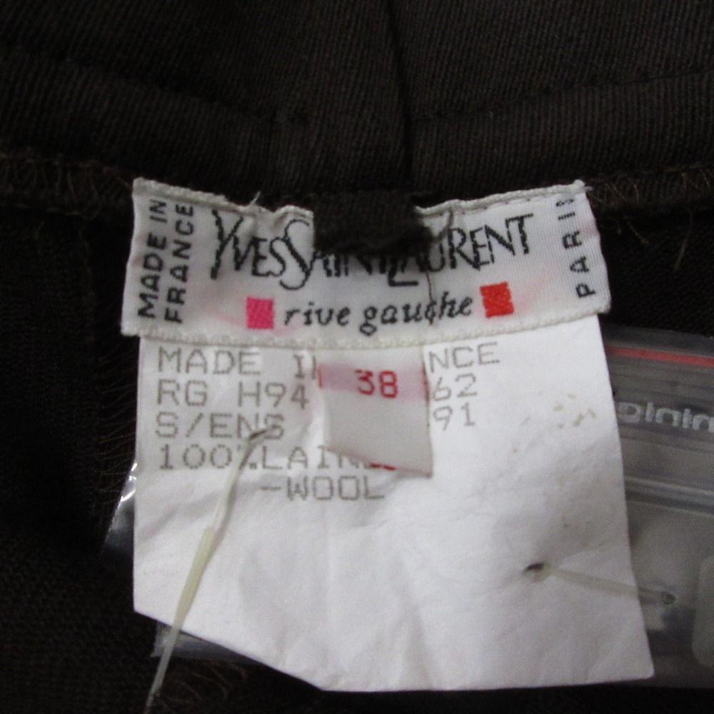 未使用 Vintage イヴサンローラン Yves Saint Laurent パンツ ロングパンツ スラックス 無地 ウール ボトムス レディース  38(M相当) ブラック フランス製