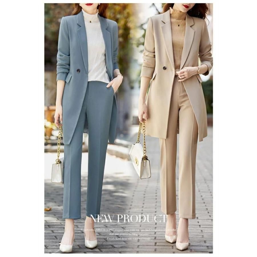 セットアップ スーツ レディース パンツスーツ フォーマル セレモニー ビジネススーツ 洗える 大きいサイズ テーラードジャケット＆ワイドパンツ 2点セット 入学