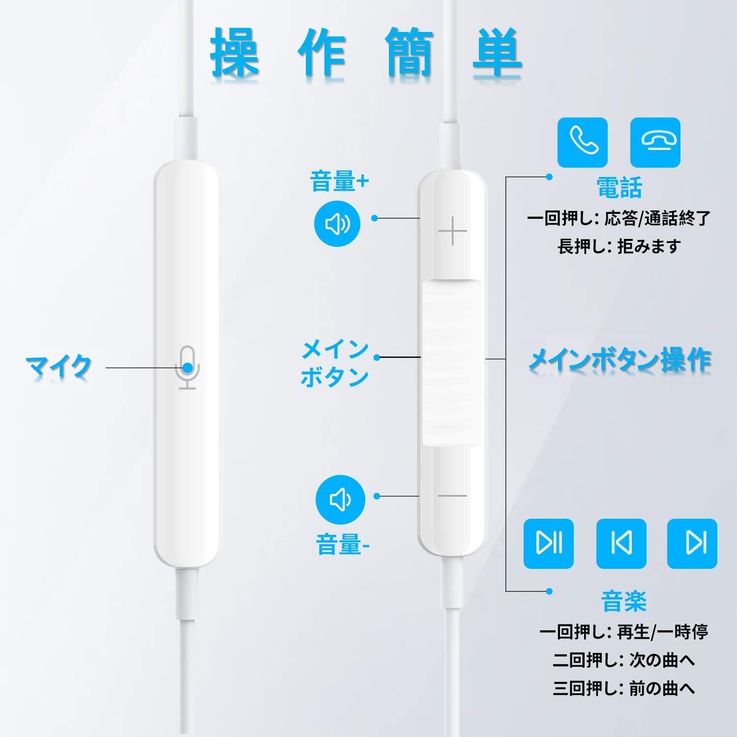 イヤホン 有線イヤホン イヤホンマイク マイク付き いやほん ステレオ