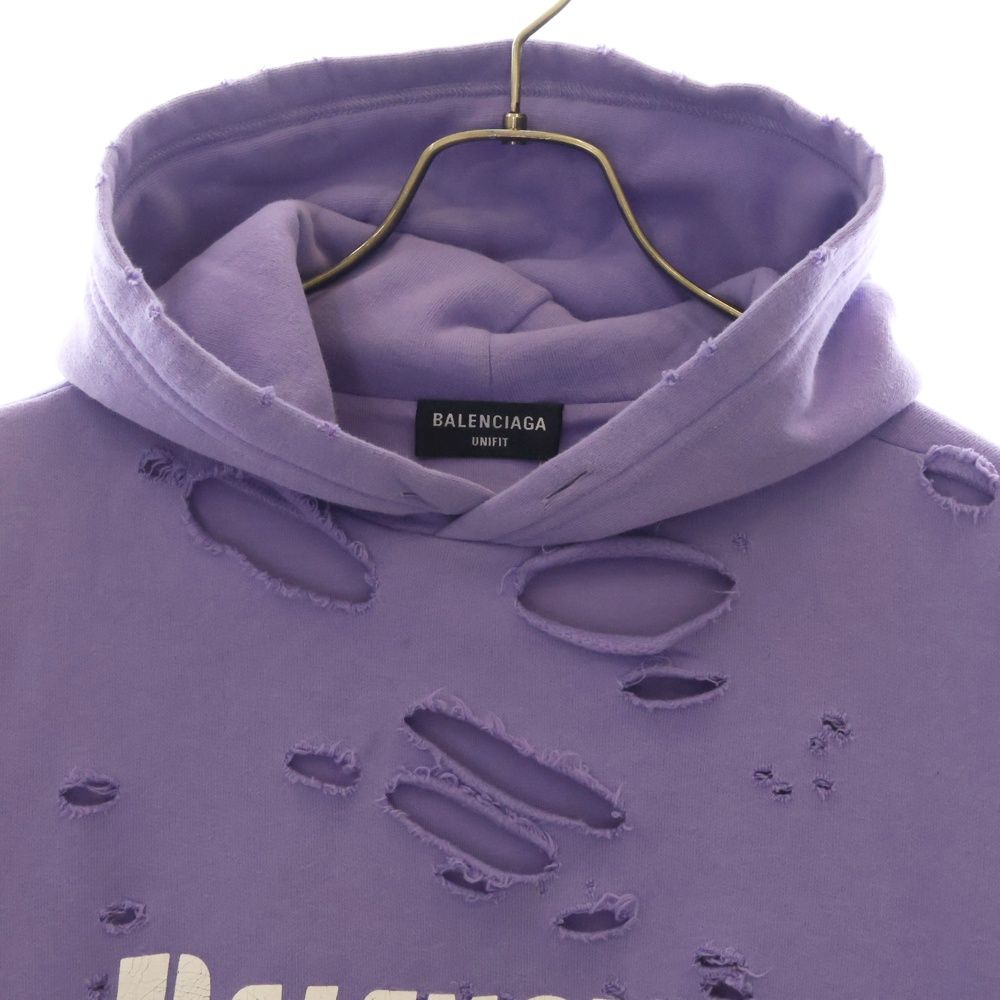 バレンシアガ 21SS Caps Destroyed Hoodie デストロイ ダメージ加工 