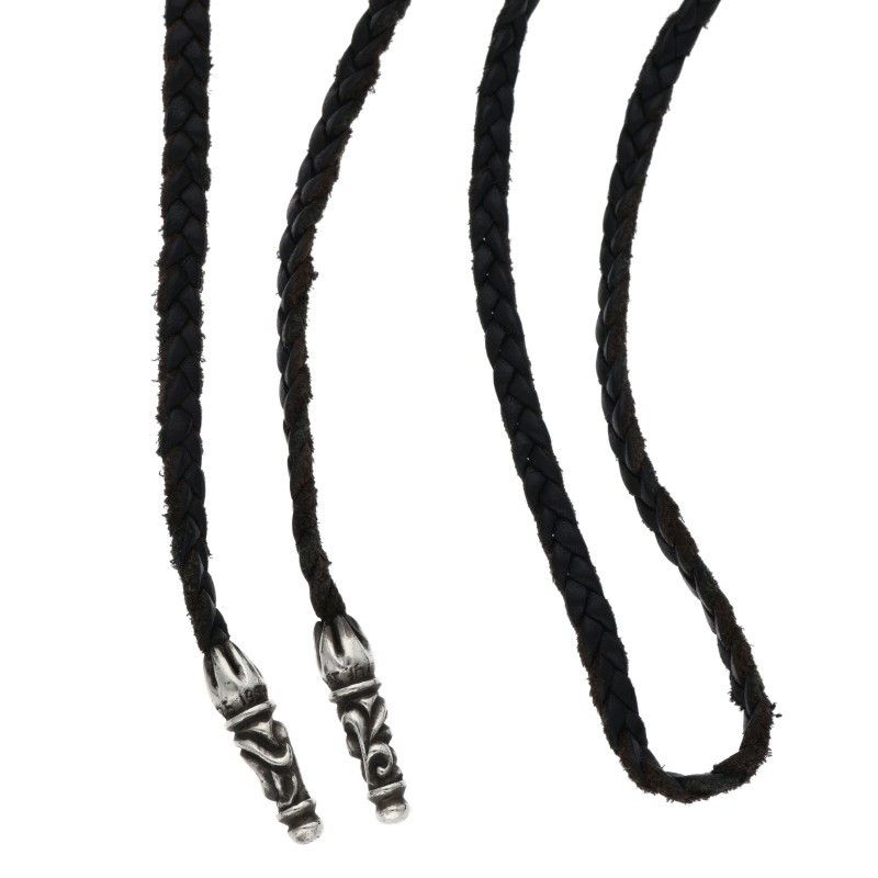 クロムハーツ LEATHER BRAID スクロールレザーブレード ネックレス メンズ