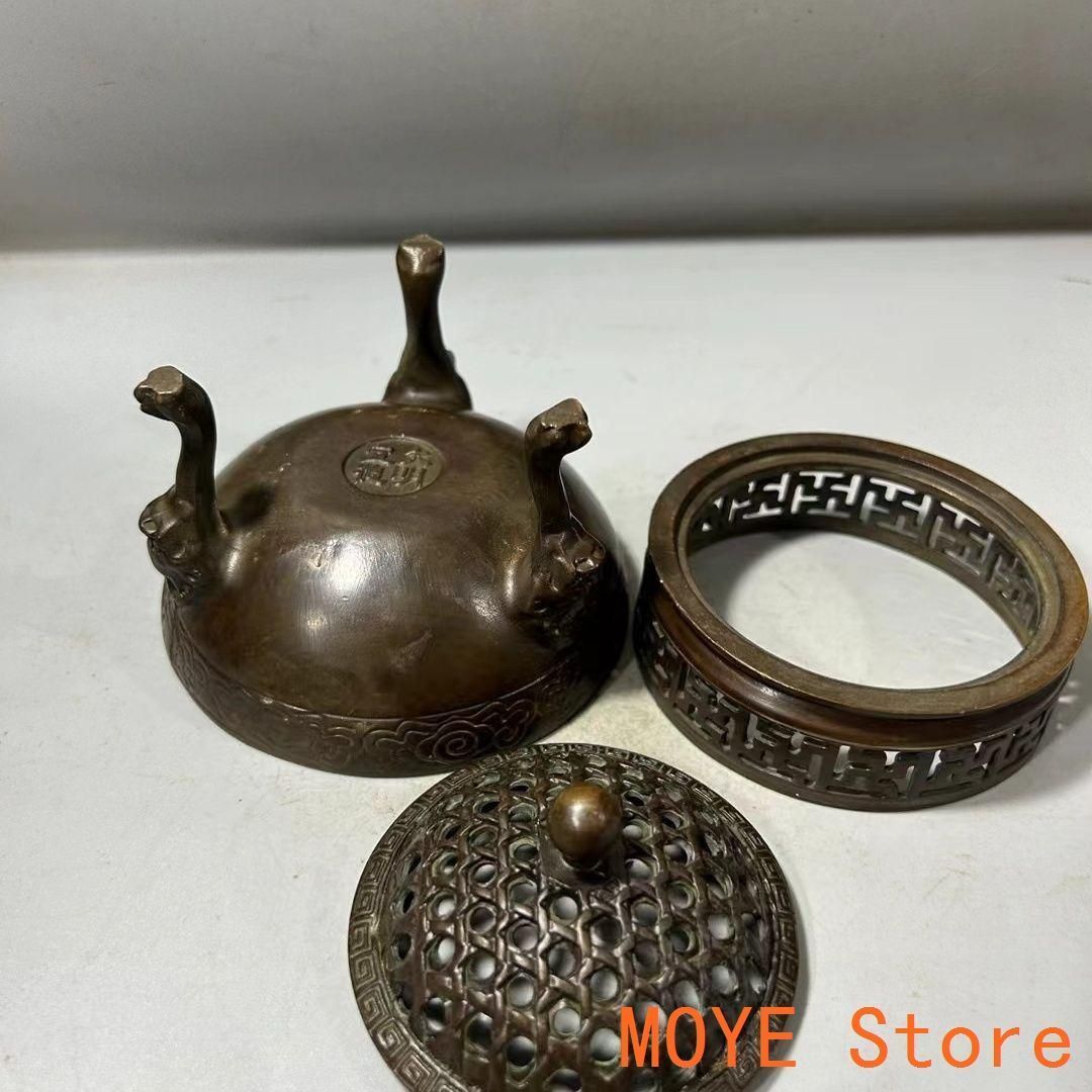 銅器 三層獅足祥雲紋薫香炉 茶道檀香炉 盤香炉 仏具 工芸品 置物 銅器 三層獅足祥雲紋薫香炉 茶道檀香炉 盤香炉 仏具 工芸