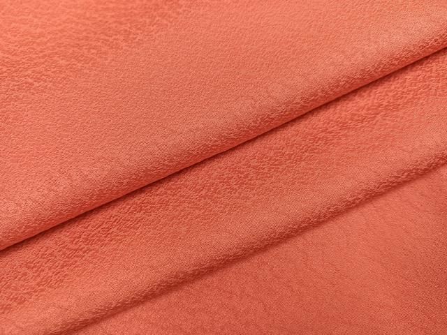 平和屋着物●上質な色無地 珊瑚朱色 正絹 AABC0671ph