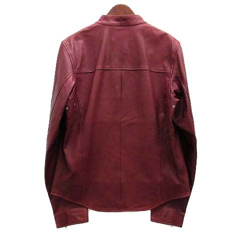 タケオキクチ TAKEO KIKUCHI 羊革 シングル ライダース ジャケット ラムレザー ボルドー 3 070-55010