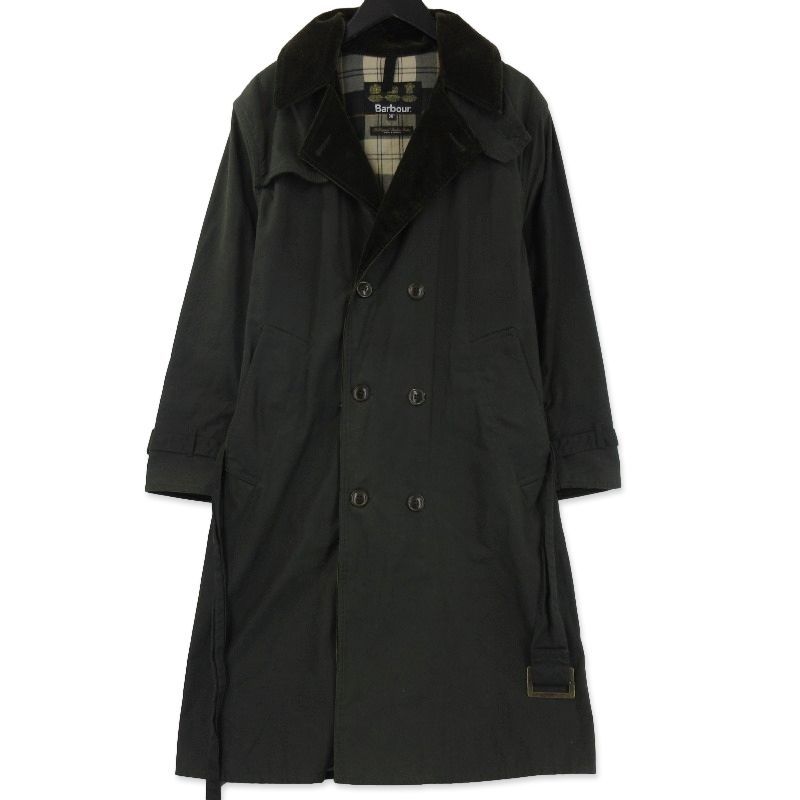 美品 Barbour バブアー WHITLEY TRENCH COAT オイルドクロス ウィットレー トレンチコート チンストラップ オリーブ 36 71010035