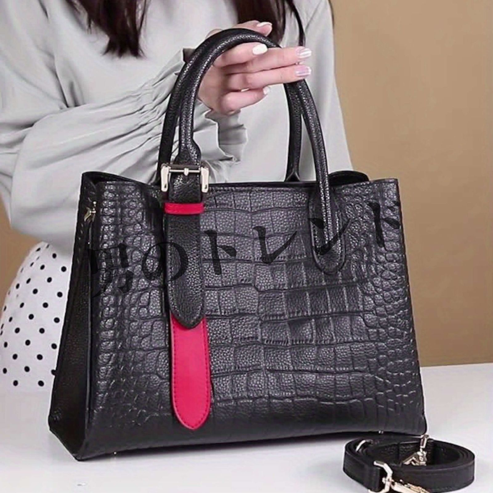 【上質なエレガンス】TOD'S ハンドバッグ バイカラー クロコ 上質なエレガンス】TOD'S ハンドバッグ バイカラー クロコ