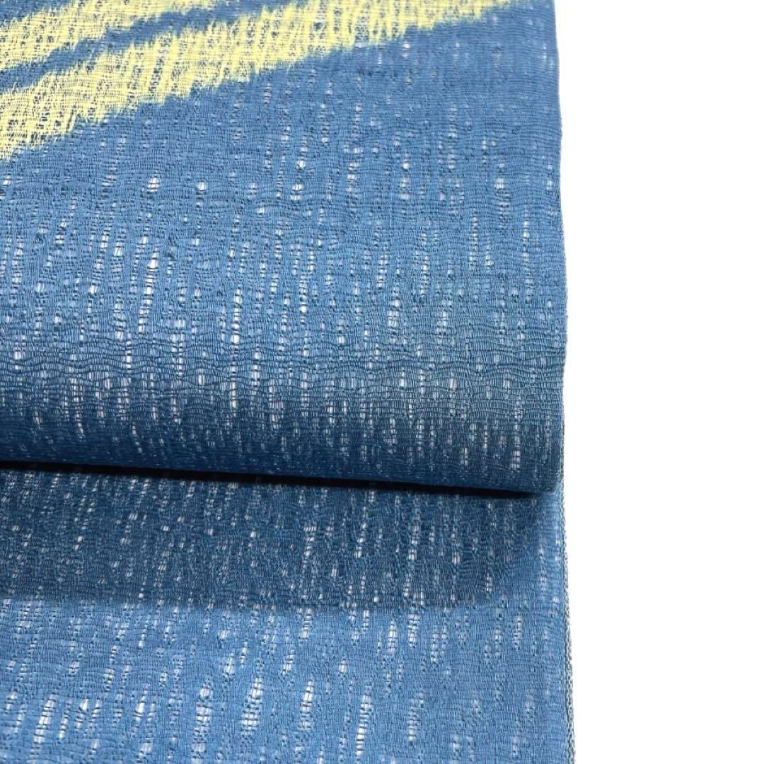 未着用 袋帯 夏用 掬い 斜め縞 ブルー イエロー 夏着物 着物 034a d 