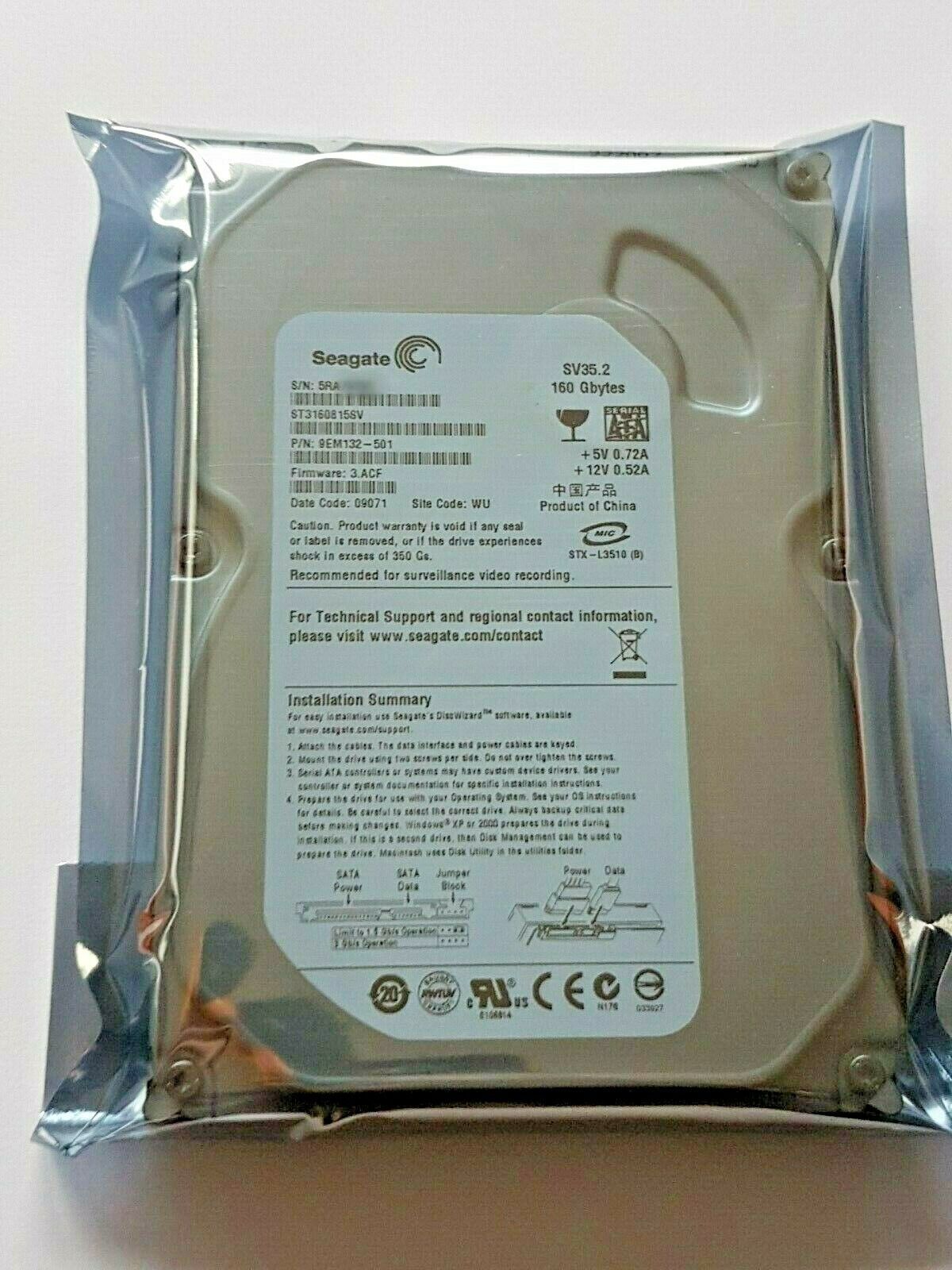 160 GB SATA Seagate SV35.2 ST3160815SV 7200rpm 8MB 3，5
