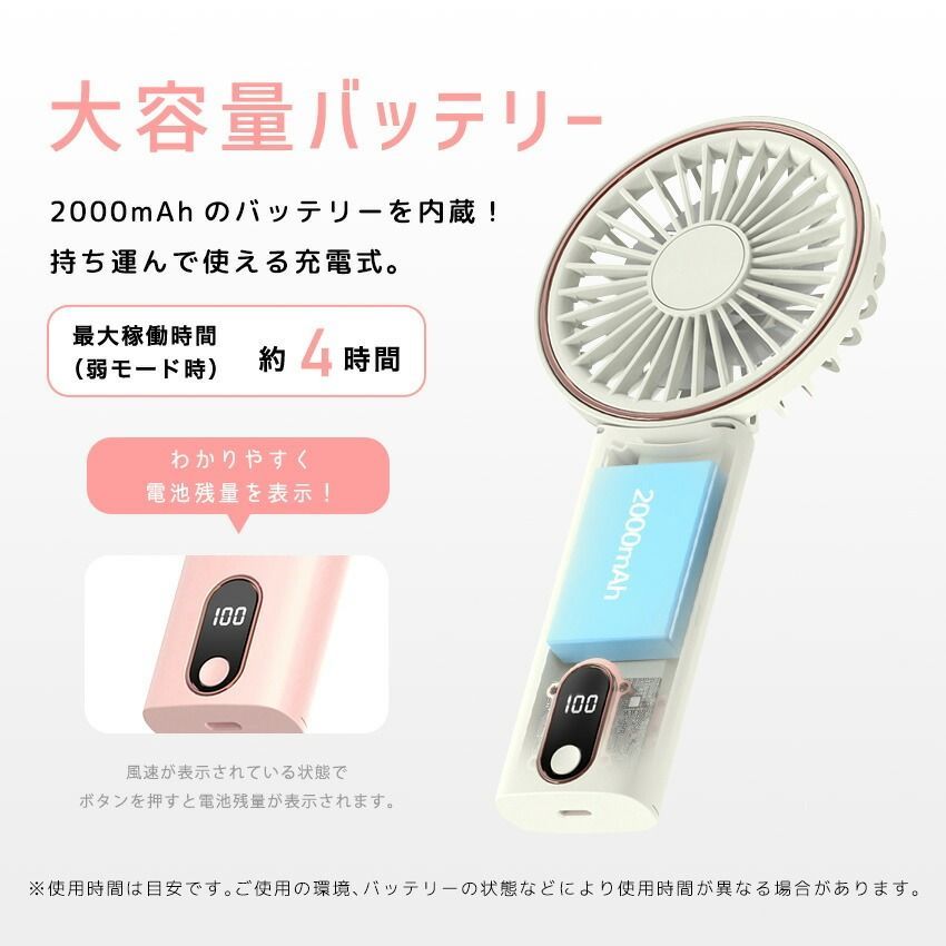 Lafuture【公式販売店】カバー着脱可能！洗える 丸形ハンディファン&モバイルバッテリー 液晶 取り外しタイプ 扇風機 卓上扇風機 ネックファン【送料無料】