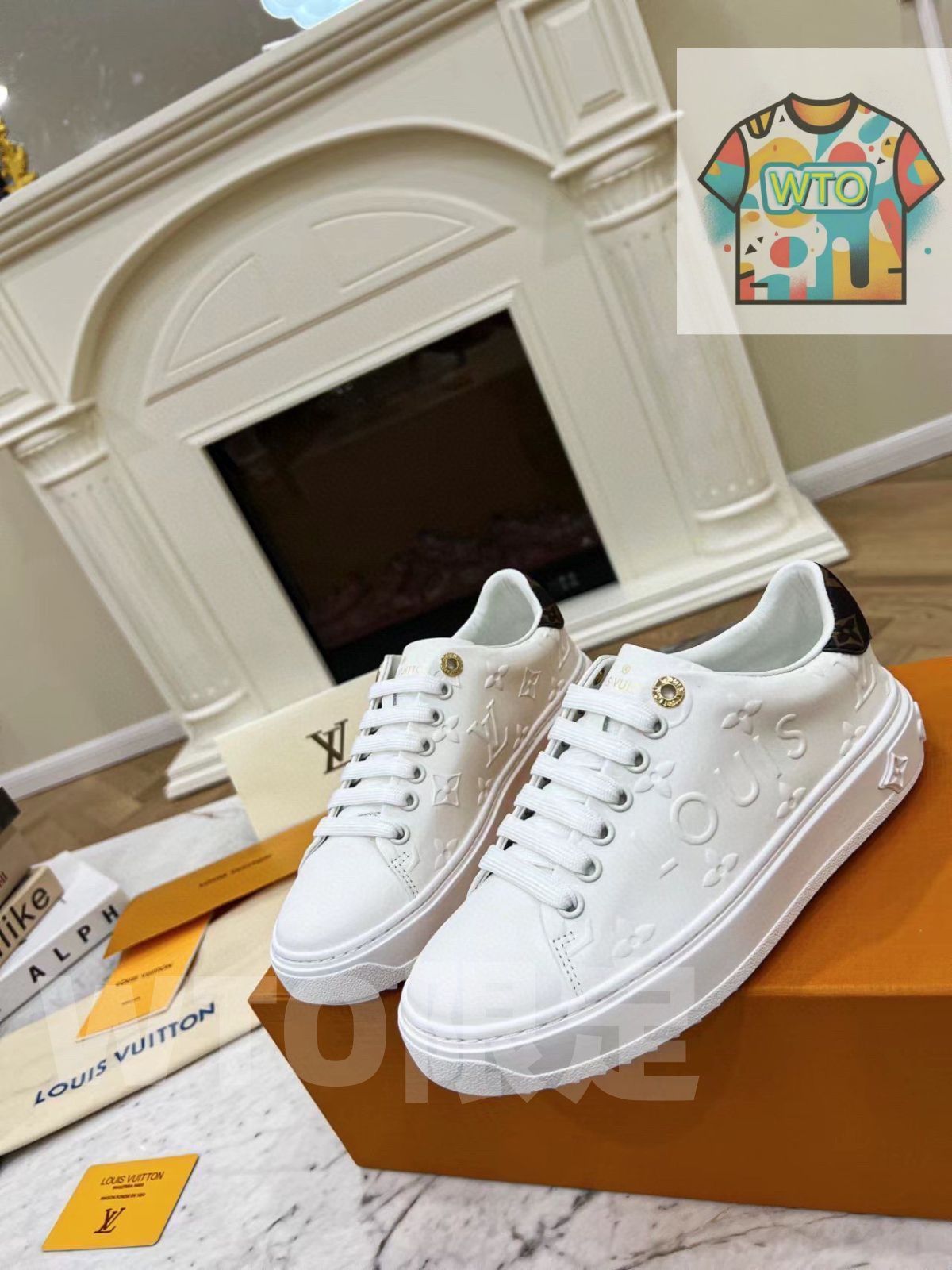 Louis Vuitton ホワイト ドレスシューズ 25.5 ルイ・ヴィトン「ミニ・モノグラム」柄のメンズ白レザー