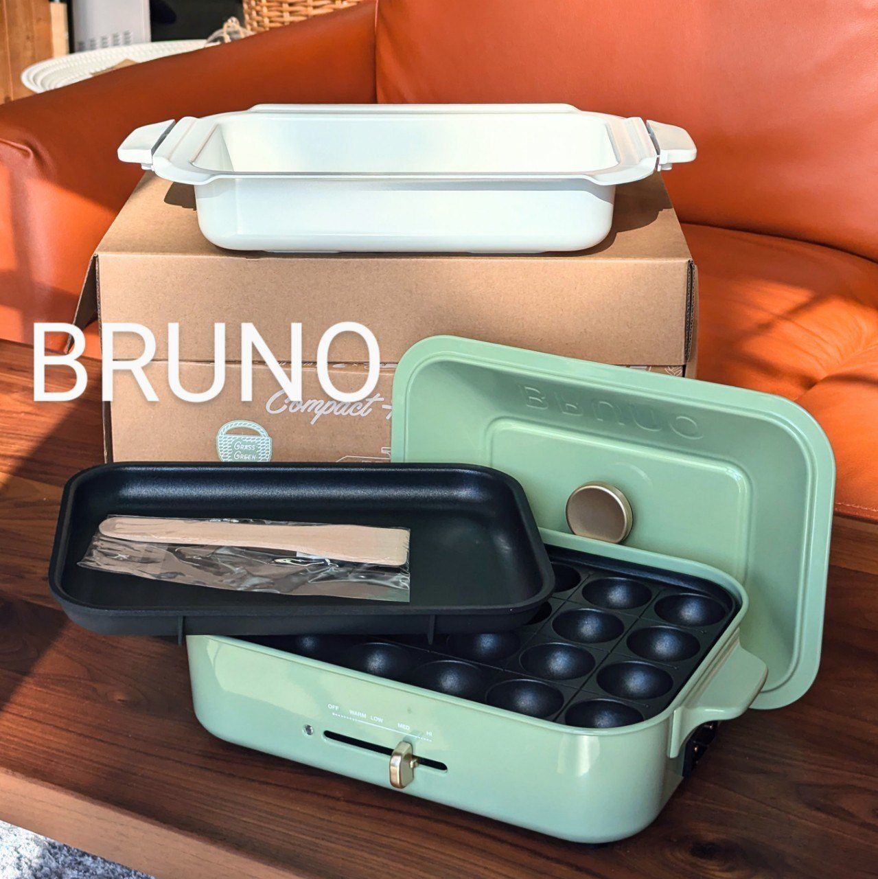 【美品】BRUNO　ブルーノ　コンパクトホットプレート　たこ焼き　鍋　一人暮らし　同性　プレゼント　鉄板　グリーン