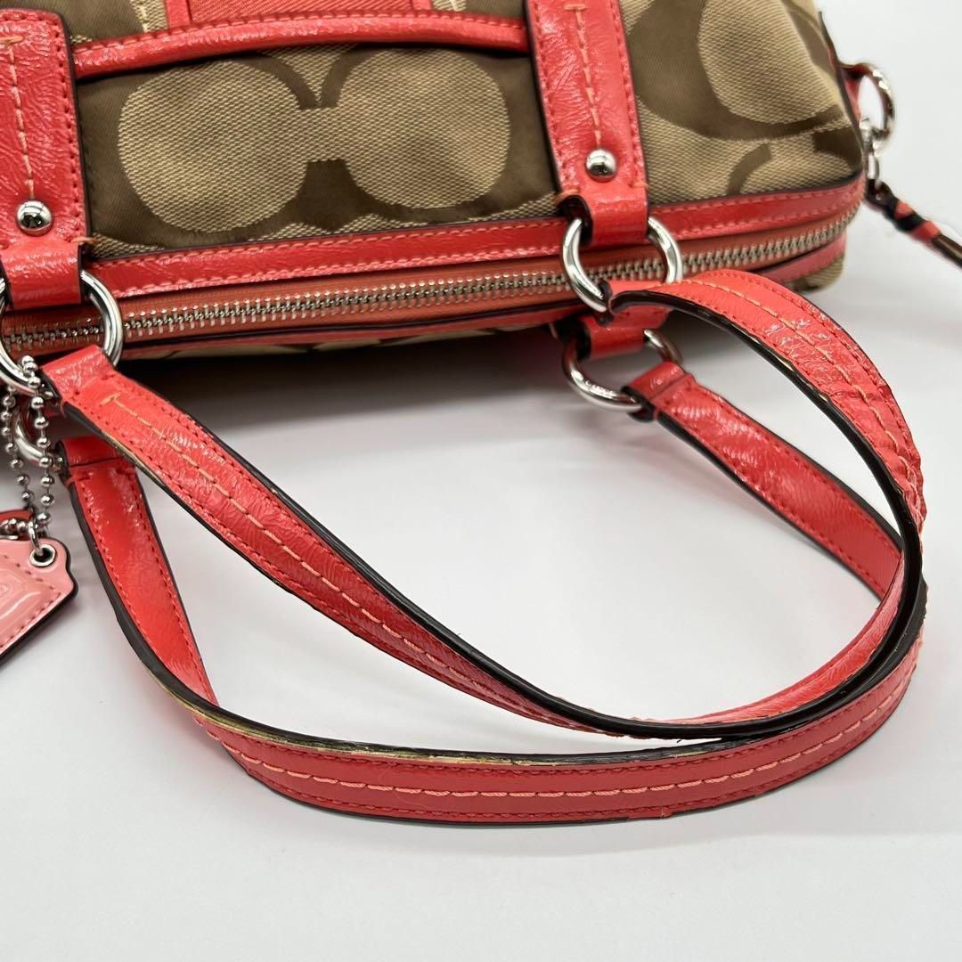 良品】COACH シグネチャー ミニボストンバッグ ハンドバッグ