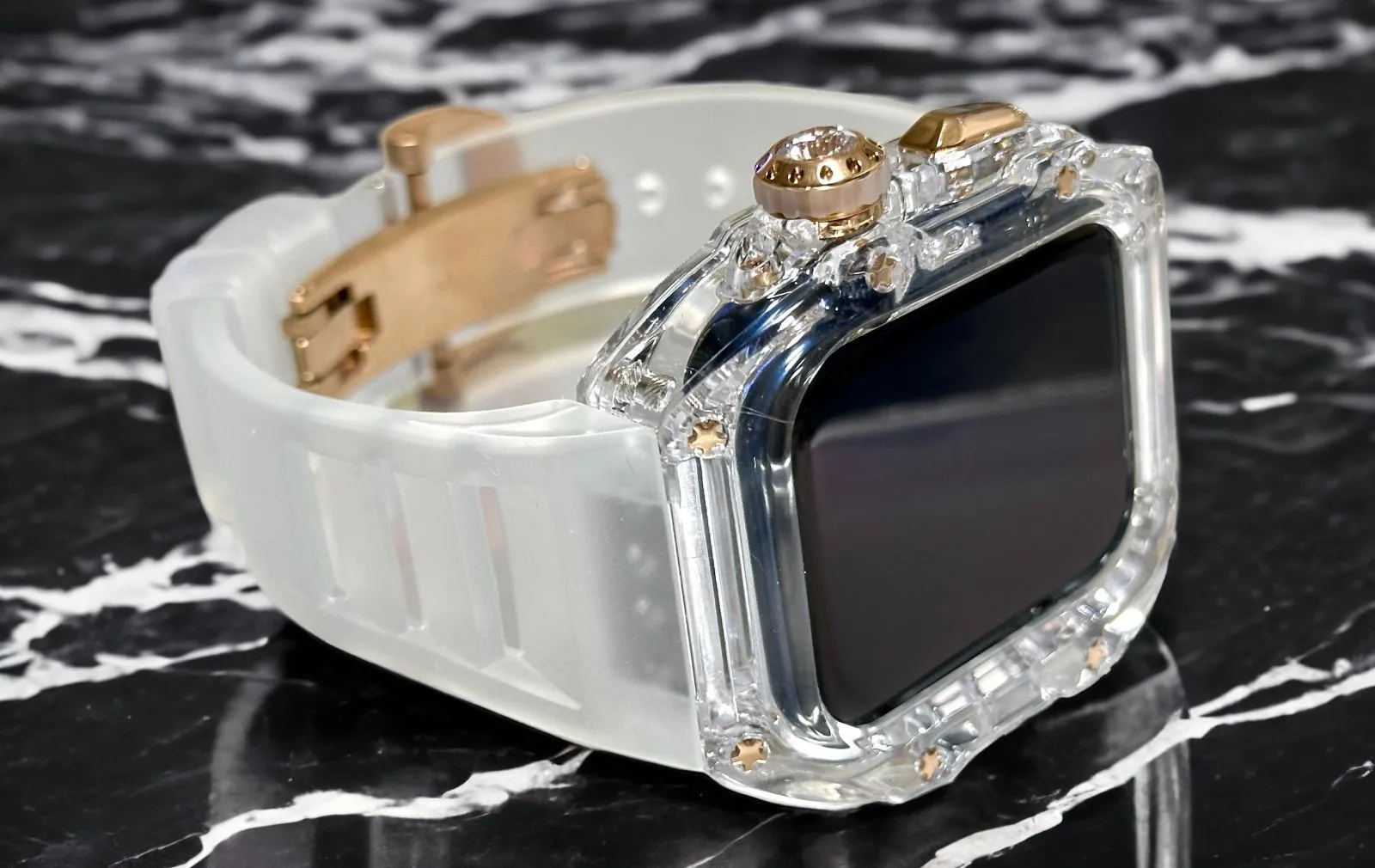 S3☆Apple Watch バンド FKMラバーベルト クリアケース カバー S3☆Apple Watch バンド FKMラバーベルト クリアケース カバー