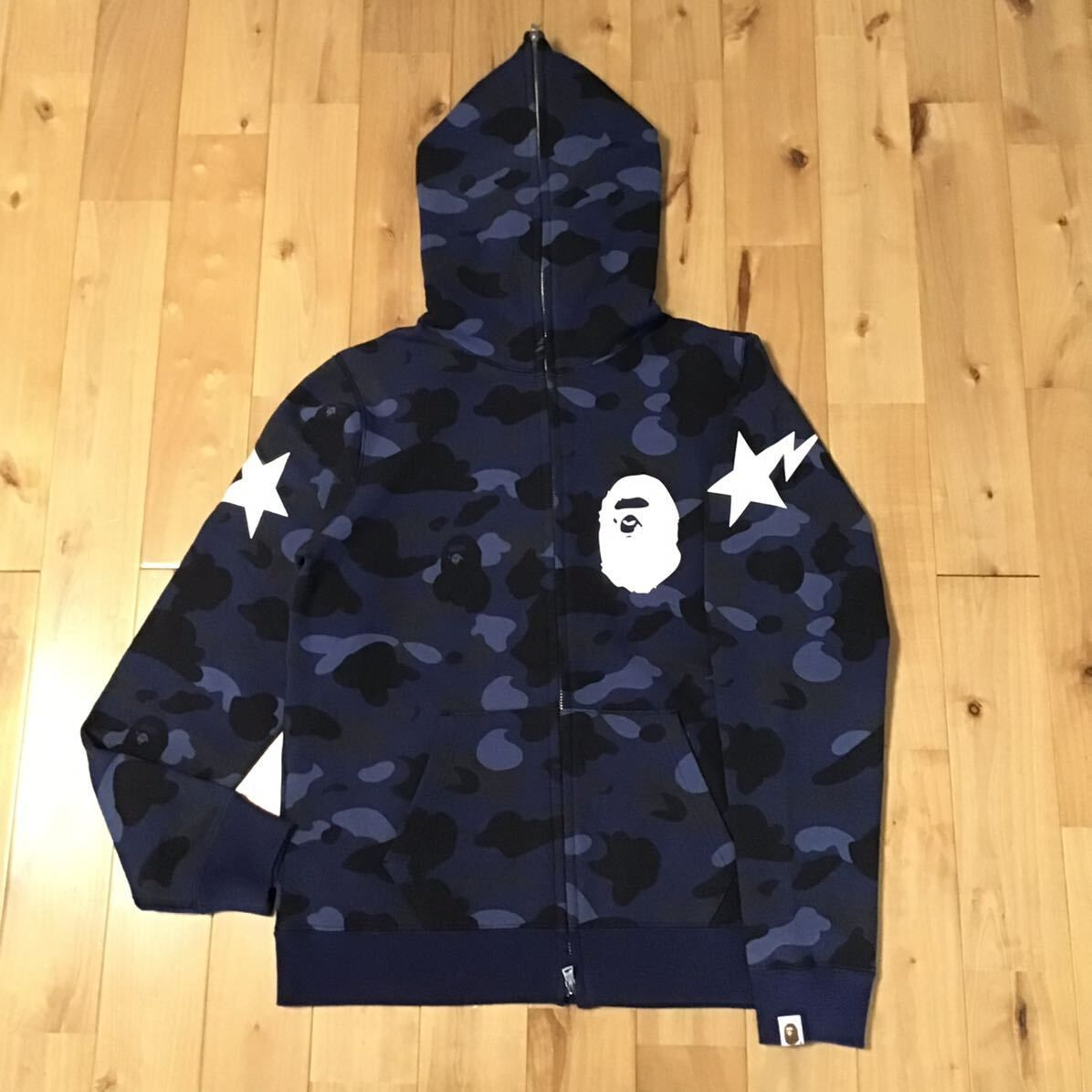 BAPE STA Blue camo フルジップ パーカー レディース Sサイズ a  