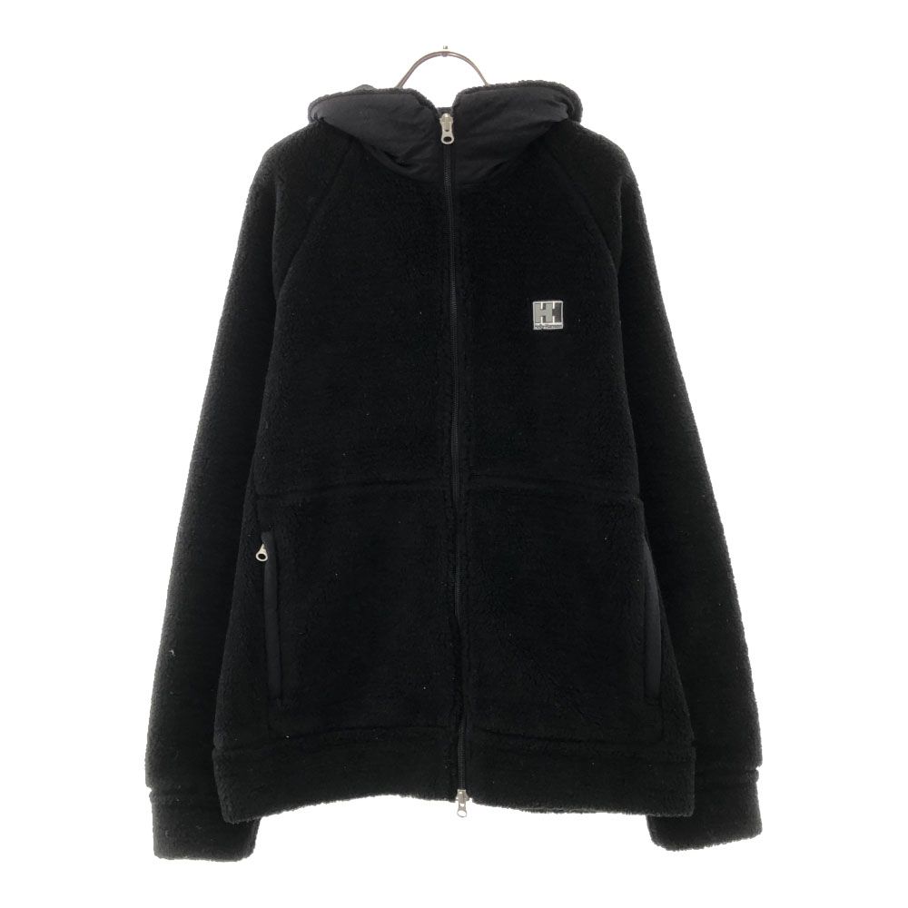 ヘリーハンセン ワッペン フリース ボアジャケット XL ブラック HELLY HANSEN ダブルファスナー メンズ